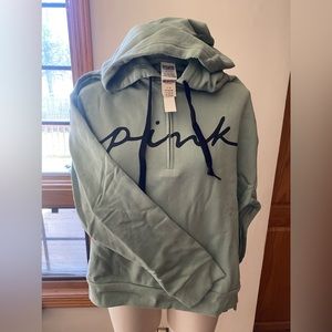 Victoria secret Pink half zip up sweater with Hoodie. size large